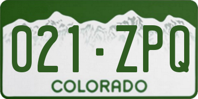 CO license plate 021ZPQ