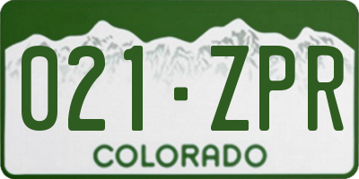 CO license plate 021ZPR