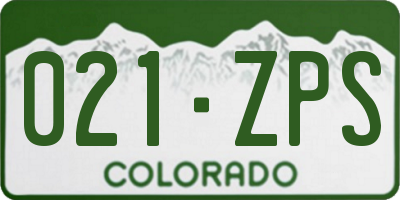 CO license plate 021ZPS