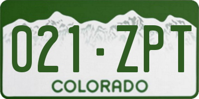 CO license plate 021ZPT