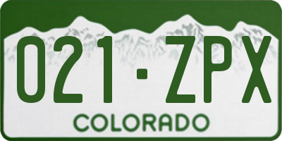 CO license plate 021ZPX