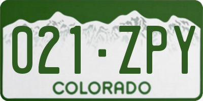 CO license plate 021ZPY