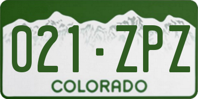 CO license plate 021ZPZ
