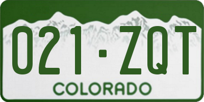 CO license plate 021ZQT