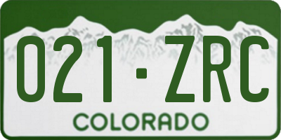 CO license plate 021ZRC