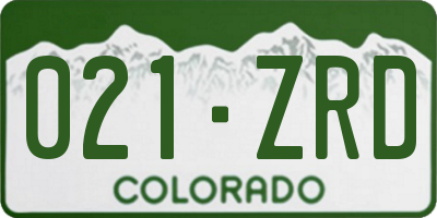 CO license plate 021ZRD