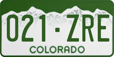 CO license plate 021ZRE