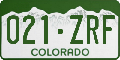 CO license plate 021ZRF