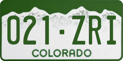 CO license plate 021ZRI