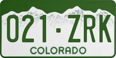 CO license plate 021ZRK