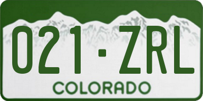 CO license plate 021ZRL