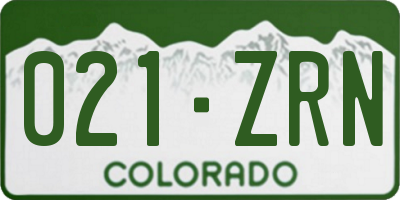 CO license plate 021ZRN