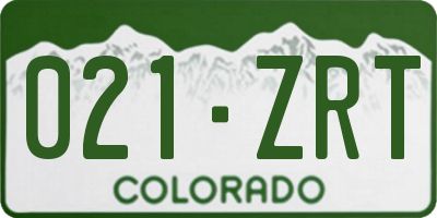 CO license plate 021ZRT