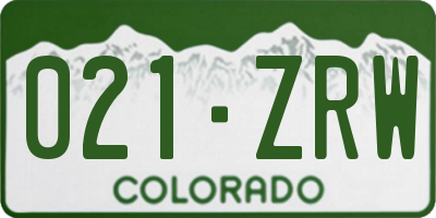 CO license plate 021ZRW