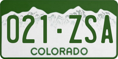 CO license plate 021ZSA
