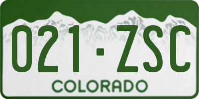CO license plate 021ZSC