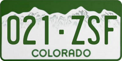 CO license plate 021ZSF