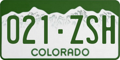 CO license plate 021ZSH