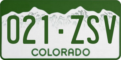 CO license plate 021ZSV