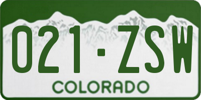 CO license plate 021ZSW