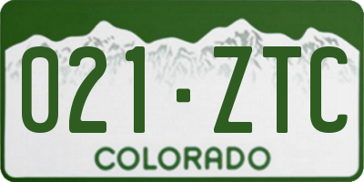 CO license plate 021ZTC