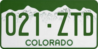 CO license plate 021ZTD
