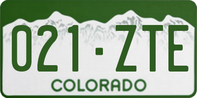 CO license plate 021ZTE