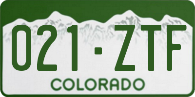 CO license plate 021ZTF