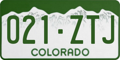 CO license plate 021ZTJ