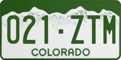 CO license plate 021ZTM