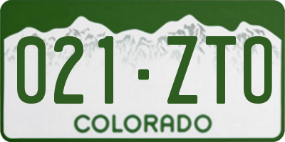 CO license plate 021ZTO