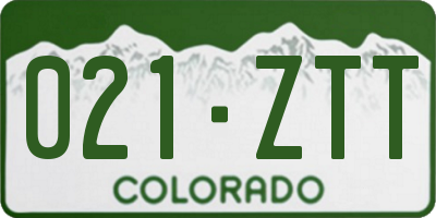 CO license plate 021ZTT