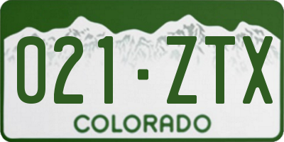 CO license plate 021ZTX