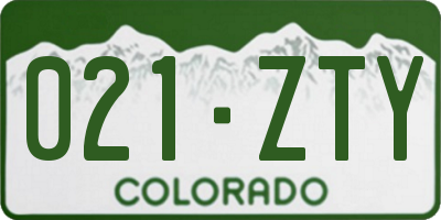 CO license plate 021ZTY