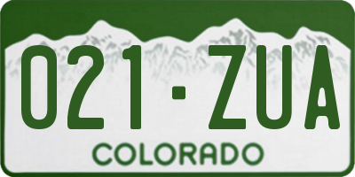 CO license plate 021ZUA