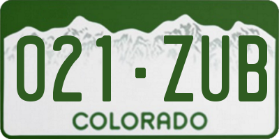 CO license plate 021ZUB