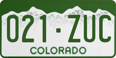 CO license plate 021ZUC