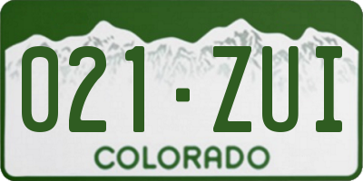 CO license plate 021ZUI