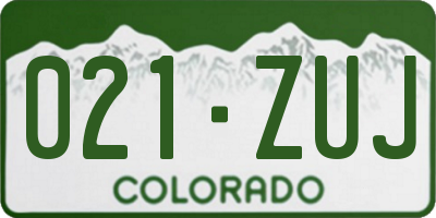 CO license plate 021ZUJ