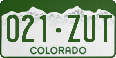 CO license plate 021ZUT
