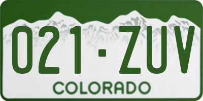 CO license plate 021ZUV