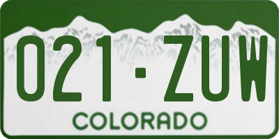 CO license plate 021ZUW