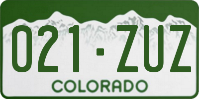 CO license plate 021ZUZ