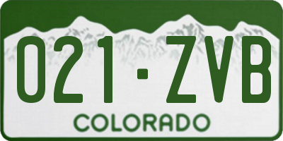 CO license plate 021ZVB