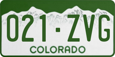 CO license plate 021ZVG