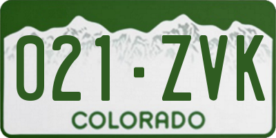 CO license plate 021ZVK