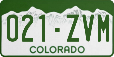 CO license plate 021ZVM