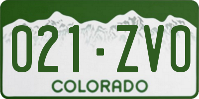 CO license plate 021ZVO