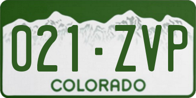 CO license plate 021ZVP