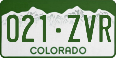 CO license plate 021ZVR